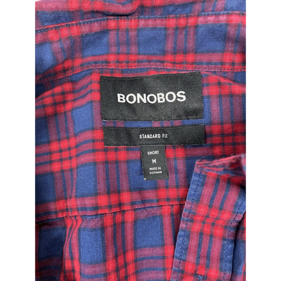 Bonobos Men's Medium Short Standard Fit Plaid Button Down Shirt Long Sleeve Red - Picture 2 of 7